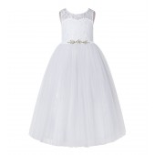 White A-Line Tulle Lace Flower Girl Dress 178R4