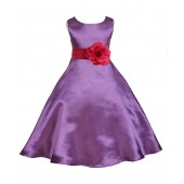 Purple/Watermelon A-Line Satin Flower Girl Dress Party Recital 821T