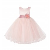 Blush Pink / Peach Rattail Edge Flower Girl Dress Pageant Recital 829S