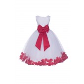 White/Cherry Tulle Rose Petals Flower Girl Dress Wedding 302T