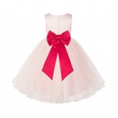Blush PInk / Cherry Tulle Rattail Edge Flower Girl Dress Wedding Bridesmaid 829T