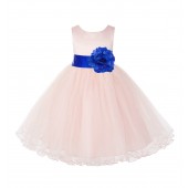 Blush Pink / Horizon Tulle Rattail Edge Flower Girl Dress Pageant Recital 829S