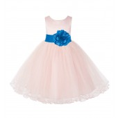Blush Pink / MalibuTulle Rattail Edge Flower Girl Dress Pageant Recital 829S