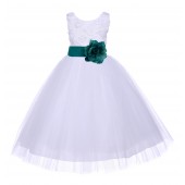 White/Oasis Tulle 3D Floral Rose Flower Girl Dress Wedding 152S