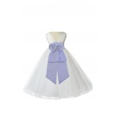 V-Neck Tulle Ivory/White Flower Girl Dress Wedding Pageant 108