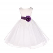 Ivory/Wisteria Satin Bodice Organza Skirt Flower Girl Dress 841T