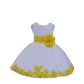 White / Sunbeam Tulle Rose Petals Knee Length Flower Girl Dress 306S
